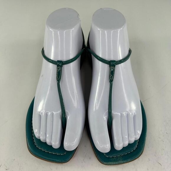 Prada Womens T-Strap Thong Sandals US 5 Turquoise Blue Flat Shoes Ankle Strap - Picture 4 of 11